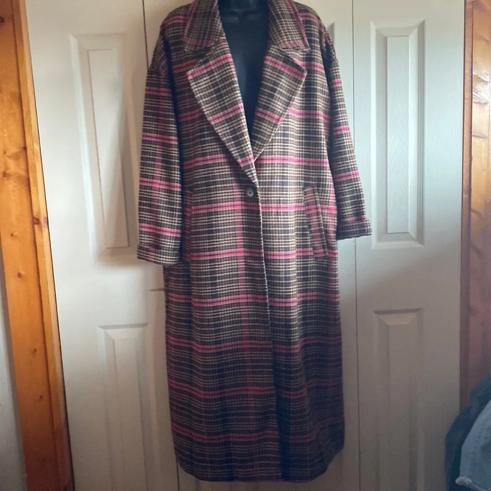 NWT Wild Fable Wool Blend Single Breasted Tweed Medium Weight midi Coat -large - Picture 4 of 15